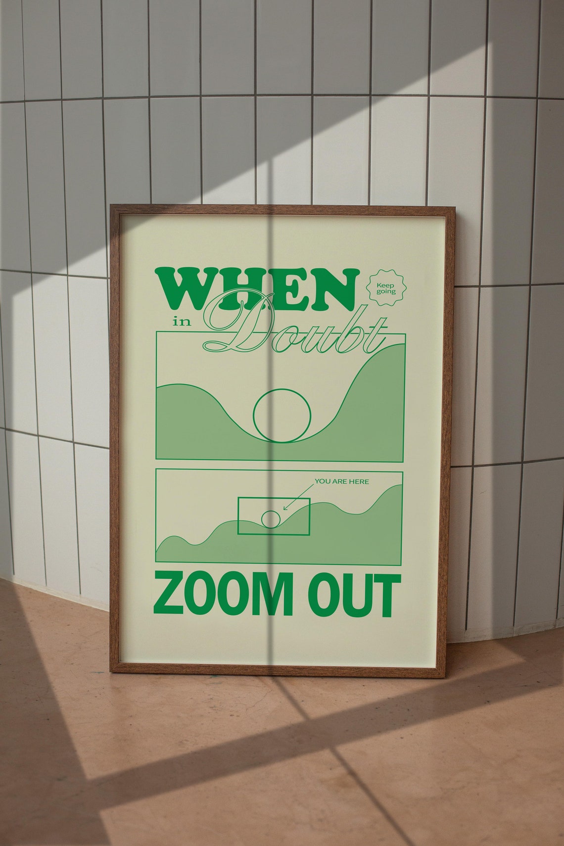When in Doubt Zoom Out Green Retro Motivational Quote Poster - Image 5
