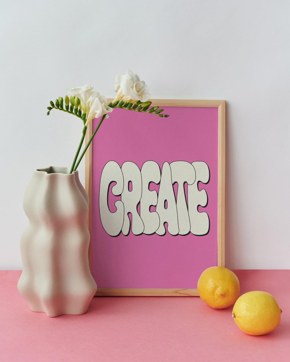 Create Pink Bubble Retro Typography Bold Minimalist Quote Poster - Image 2