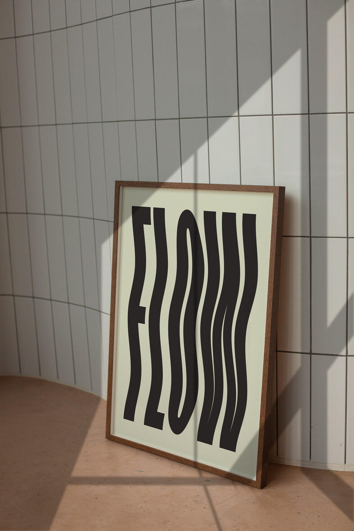 Flow Wavy Retro Typography, Monochrome Art Print - Image 4