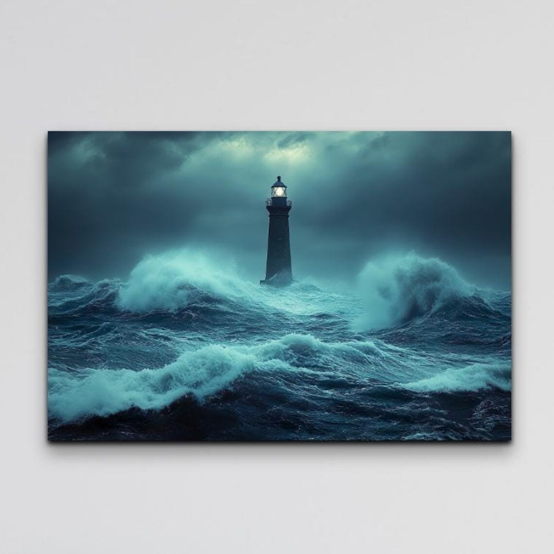 Lighthouse Art Print, Ocean Landscape Sunset Coastline