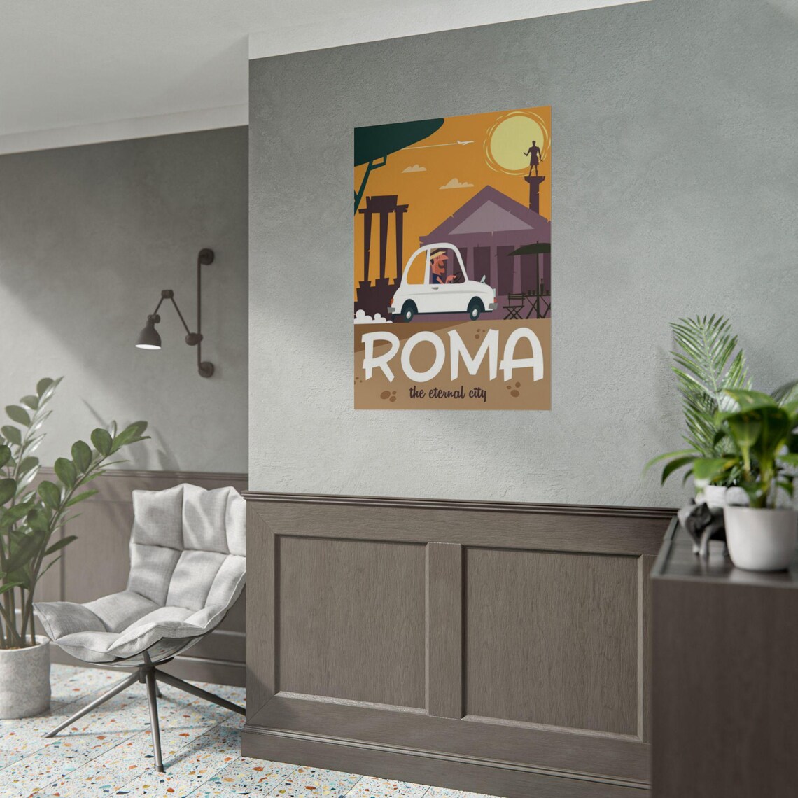 Roma the Eternal City Orange Sunset Classic Vintage Travel Poster - Image 3