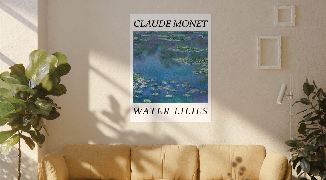 Claude Monet Water Lilies Blue Garden Pond Museum Classic Poster