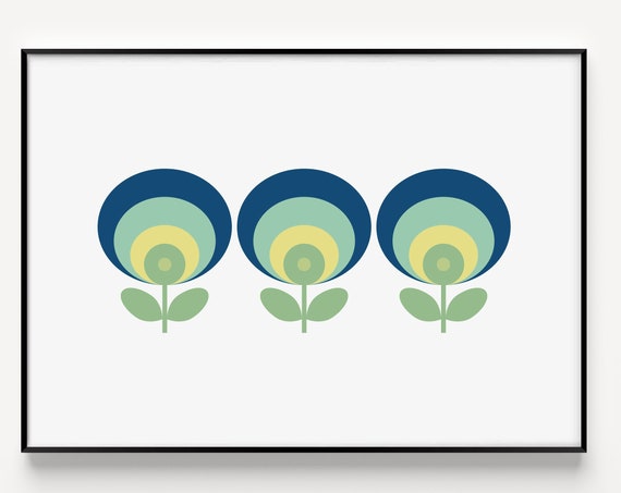 Minimalist Flower Art Print, Scandinavian Modern