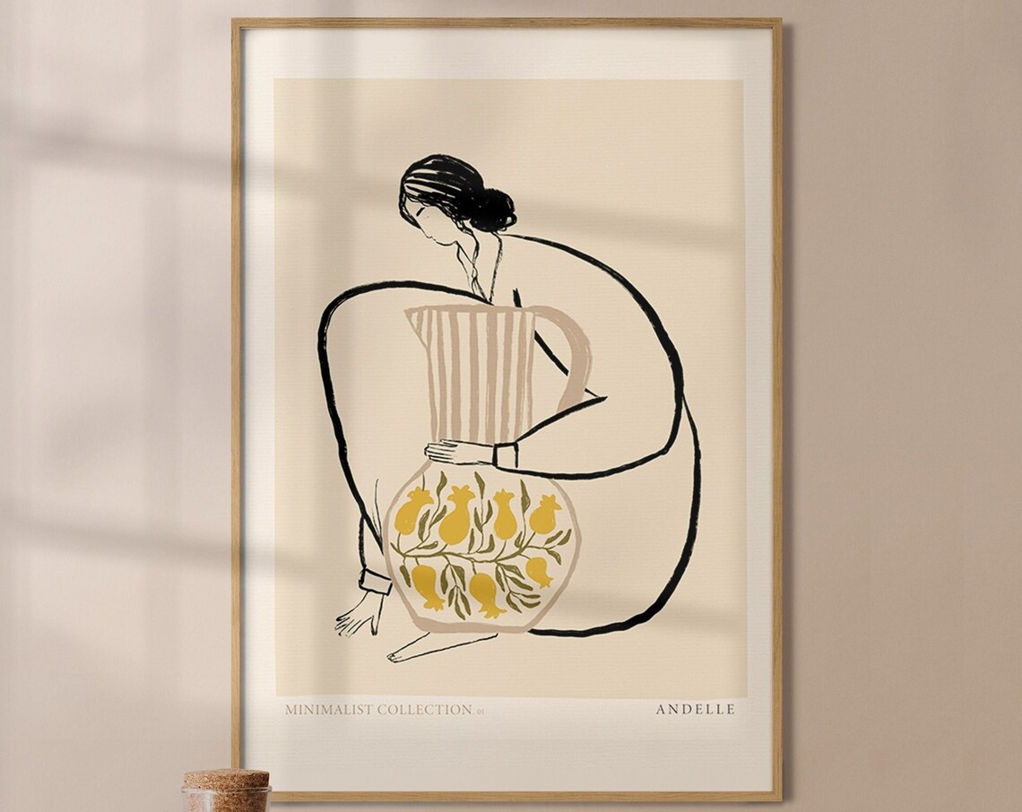 Boho Woman Figure One-Line Drawing Art Print