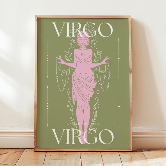 Virgo Zodiac Goddess Astrology Nouveau Horoscope Pink Poster