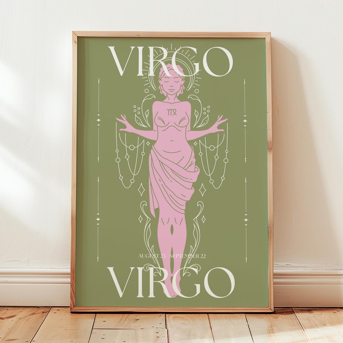 Virgo Zodiac Goddess Astrology Nouveau Horoscope Pink Poster