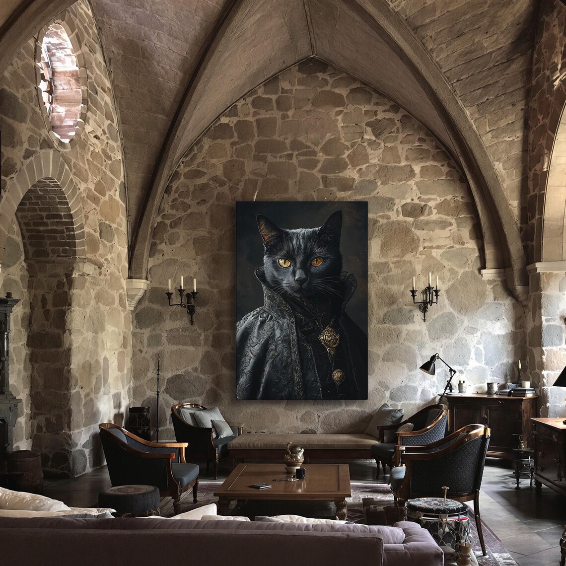 Victorian Black Cat Art Print, Gothic Dark Academia - Image 3