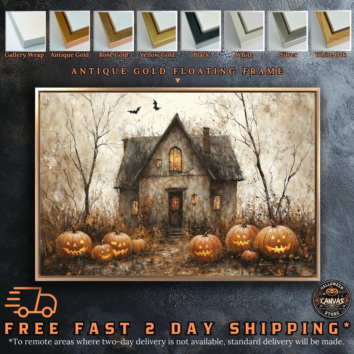 Halloween Haunted House Pumpkin Poster, Spooky Decor - Image 2
