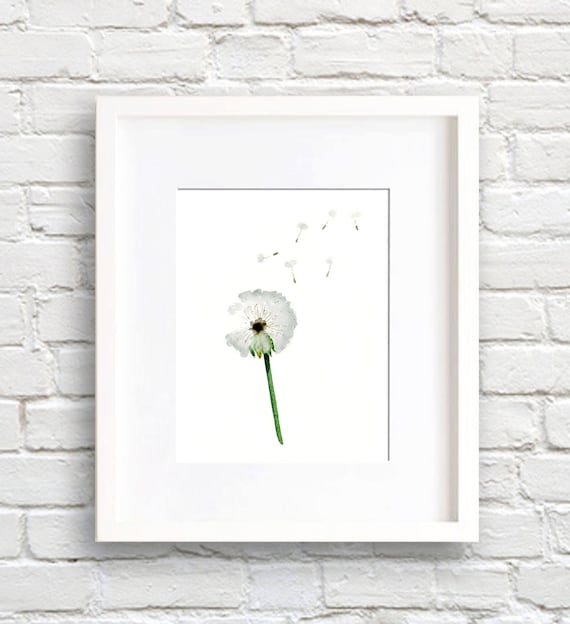 Dandelion Watercolor Art Print, Make A Wish Decor
