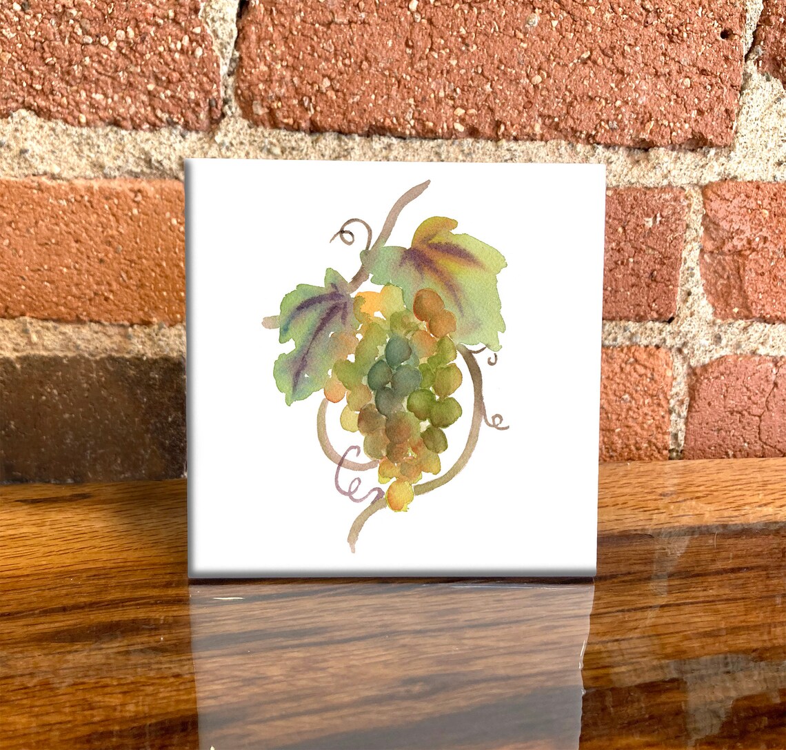 Grapes Decorative Tile Art Print, Food Lover Decor