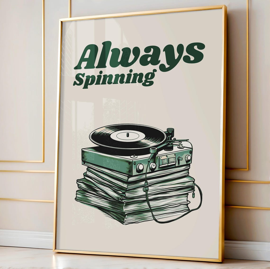 Always Spinning Retro Turntable Vinyl Records Poster Music Room Art - Image 4