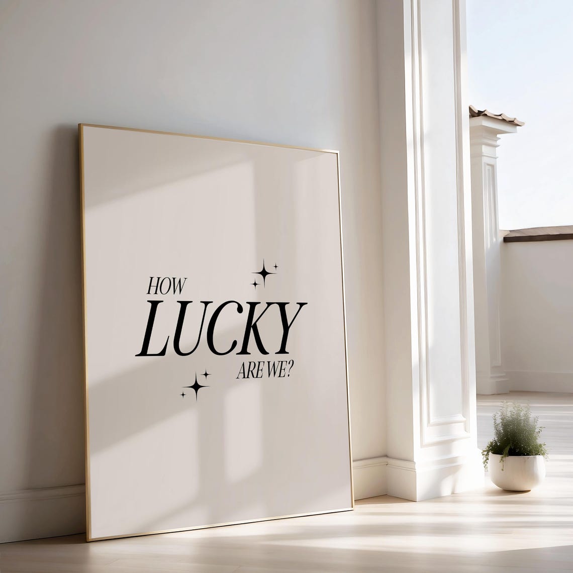 How Lucky Are We Minimalist Black Sparkle Affirmation Poster - Image 3