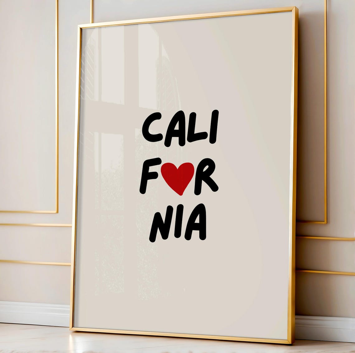 California Heart Chunky Lettering State Pride Typography Poster