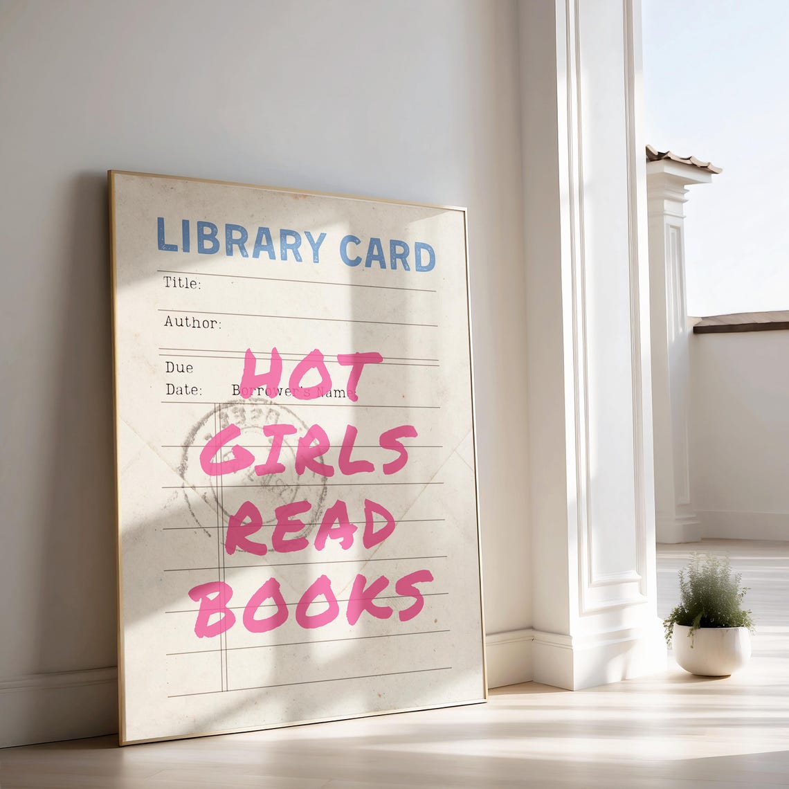 Hot Girls Read Books Vintage Library Card Poster for Book Lovers - Image 3