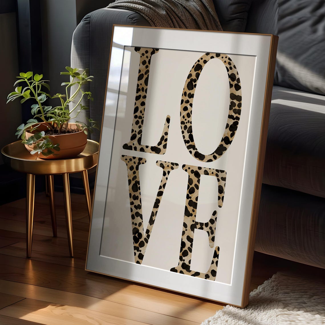 Love Leopard Spotted Typography Poster Neutral Maximalist Decor - Image 2