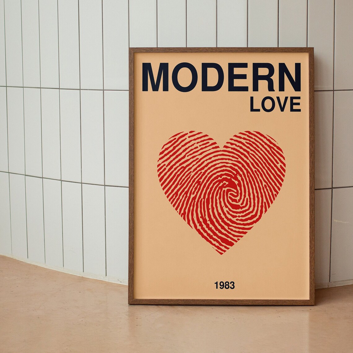 David Bowie Modern Love 1983 Fingerprint Heart Retro Music Lyric Poster