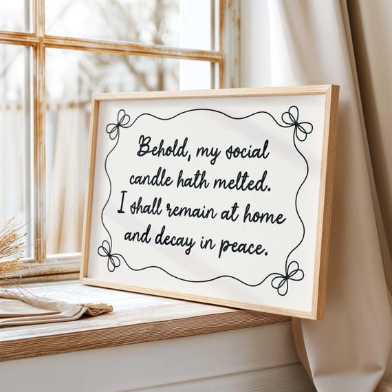 Funny Introvert Quote Print Social Battery Art