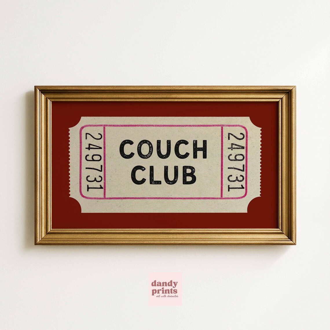 Couch Club Vintage Ticket Retro Wall Art