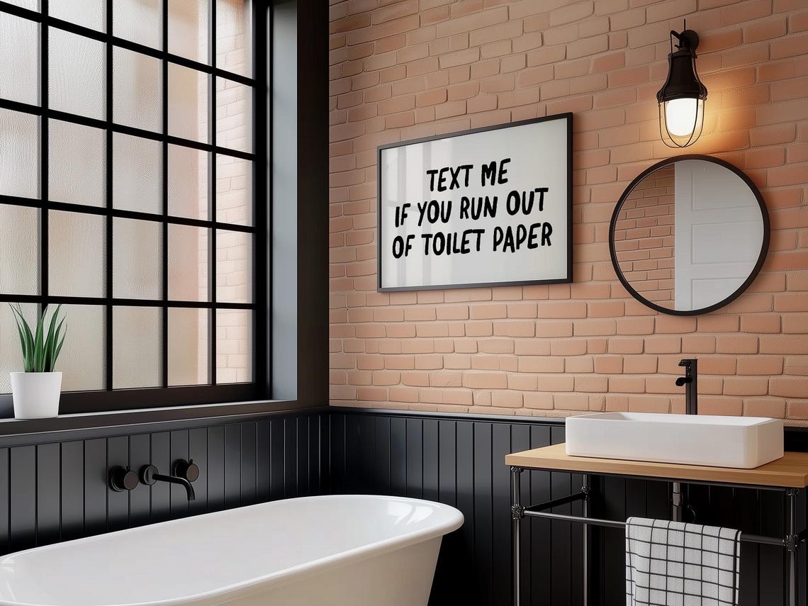 Bathroom Wall Art Horizontal Toilet Paper Poster Text Me Funny Bathroom Prints Toilet - Image 4