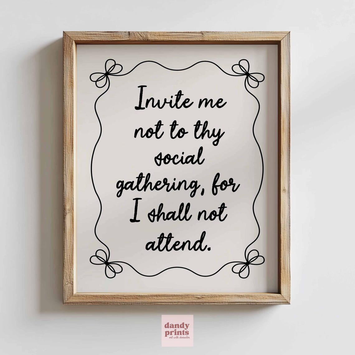 Funny Introvert Quote Print Social Gathering Wall Art