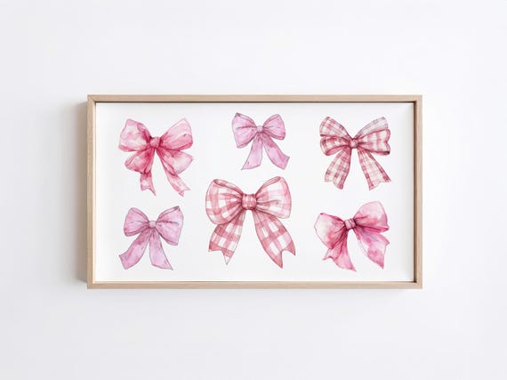 Pink Bows Tv Art Coquette Tv Art Cutecore Art For Frame Tv Girly Decor Art Frame Tv