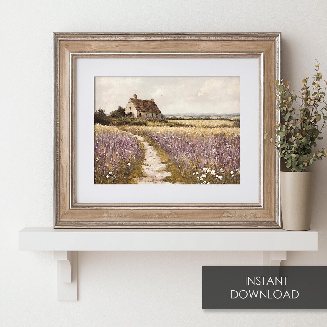 Country Cottage Lavender Wildflower Field Rustic Spring Countryside Print - Image 6