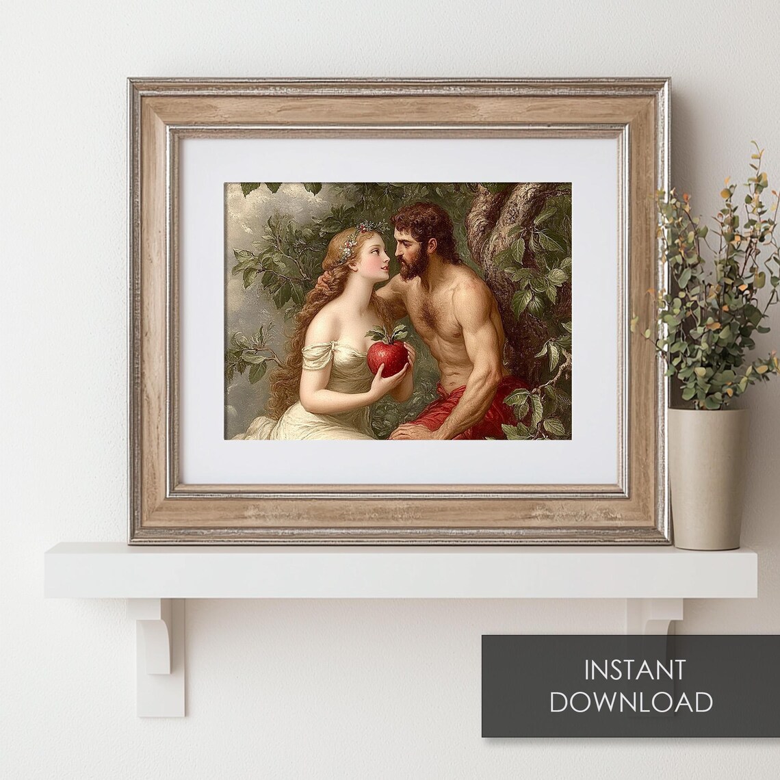 Adam And Eve In Garden Of Eden Classical Religious Apple Scene Print - Image 6