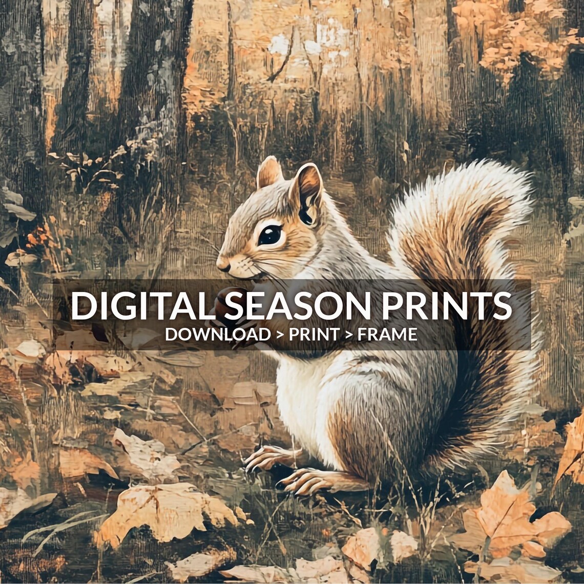 Squirrel Holding Acorn Golden Autumn Forest Vintage Woodland Animal Poster - Image 6