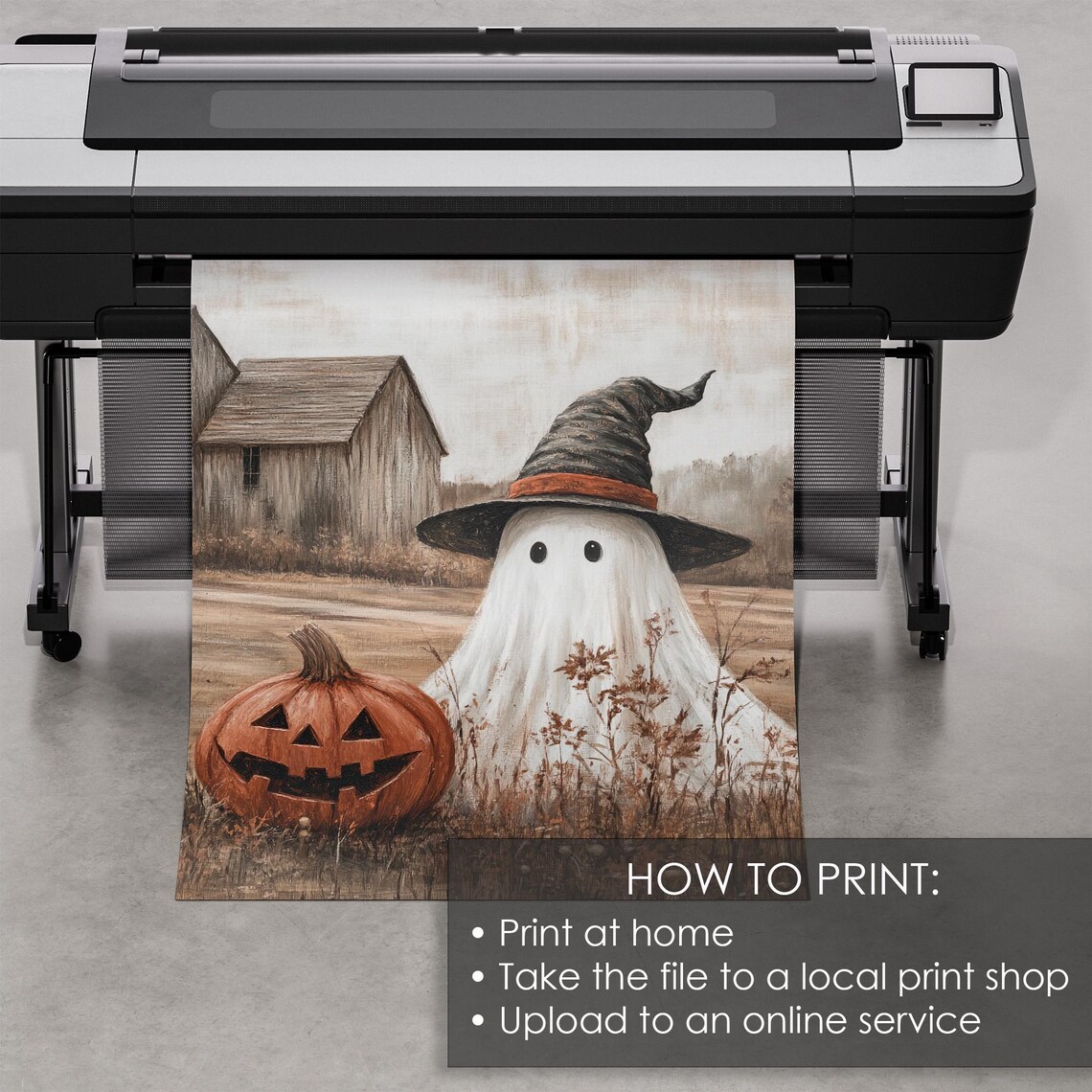 Ghosts Vintage Halloween Art Print, Rustic Pumpkin - Image 5