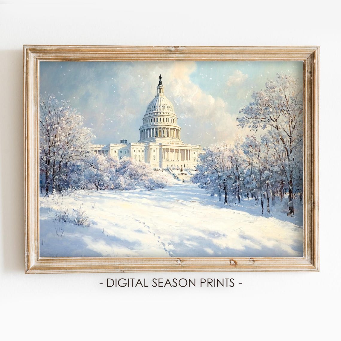 Snowy US Capitol Building Winter Washington DC Landscape Wall Art
