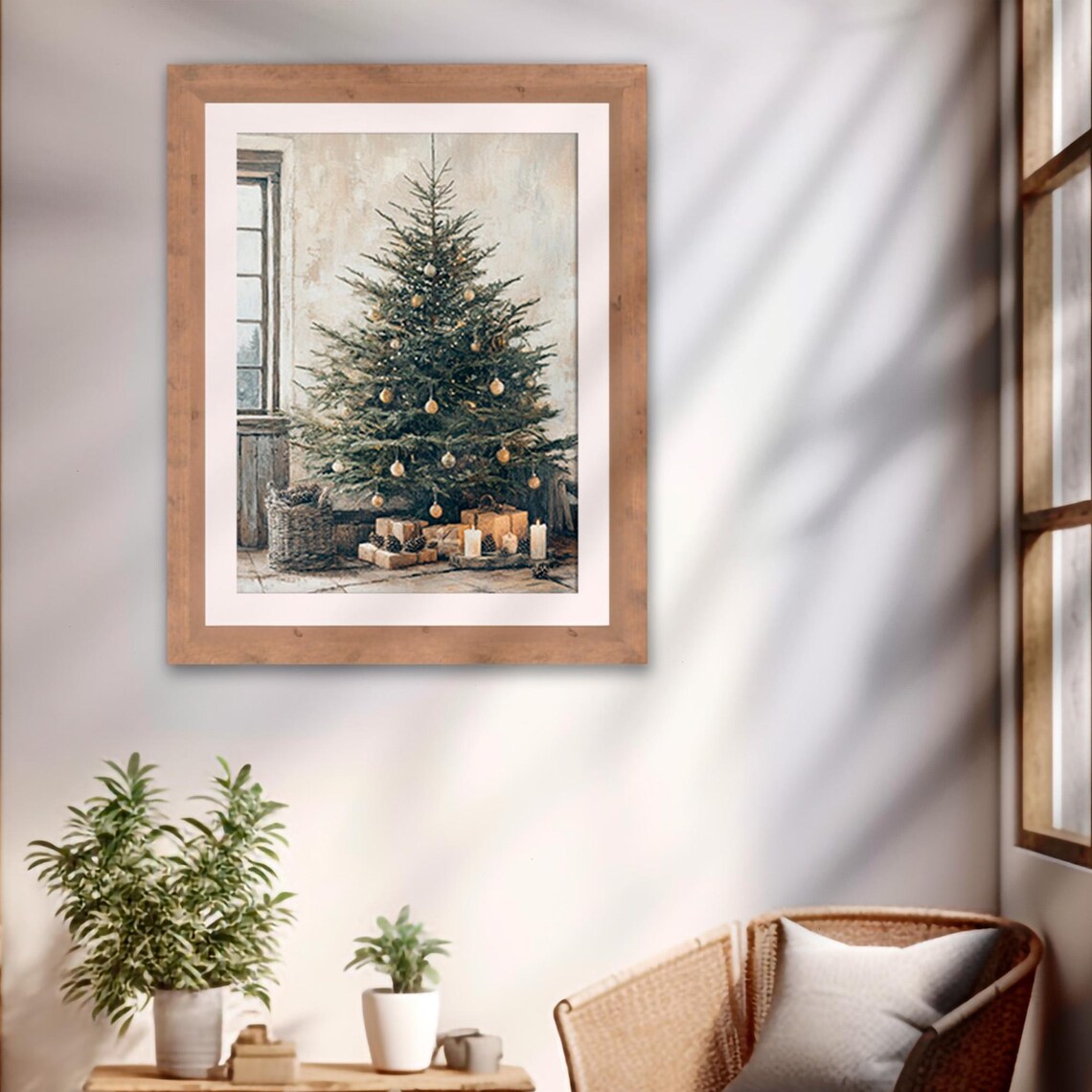 Vintage Christmas Tree Art Print, Rustic Farmhouse - Image 2