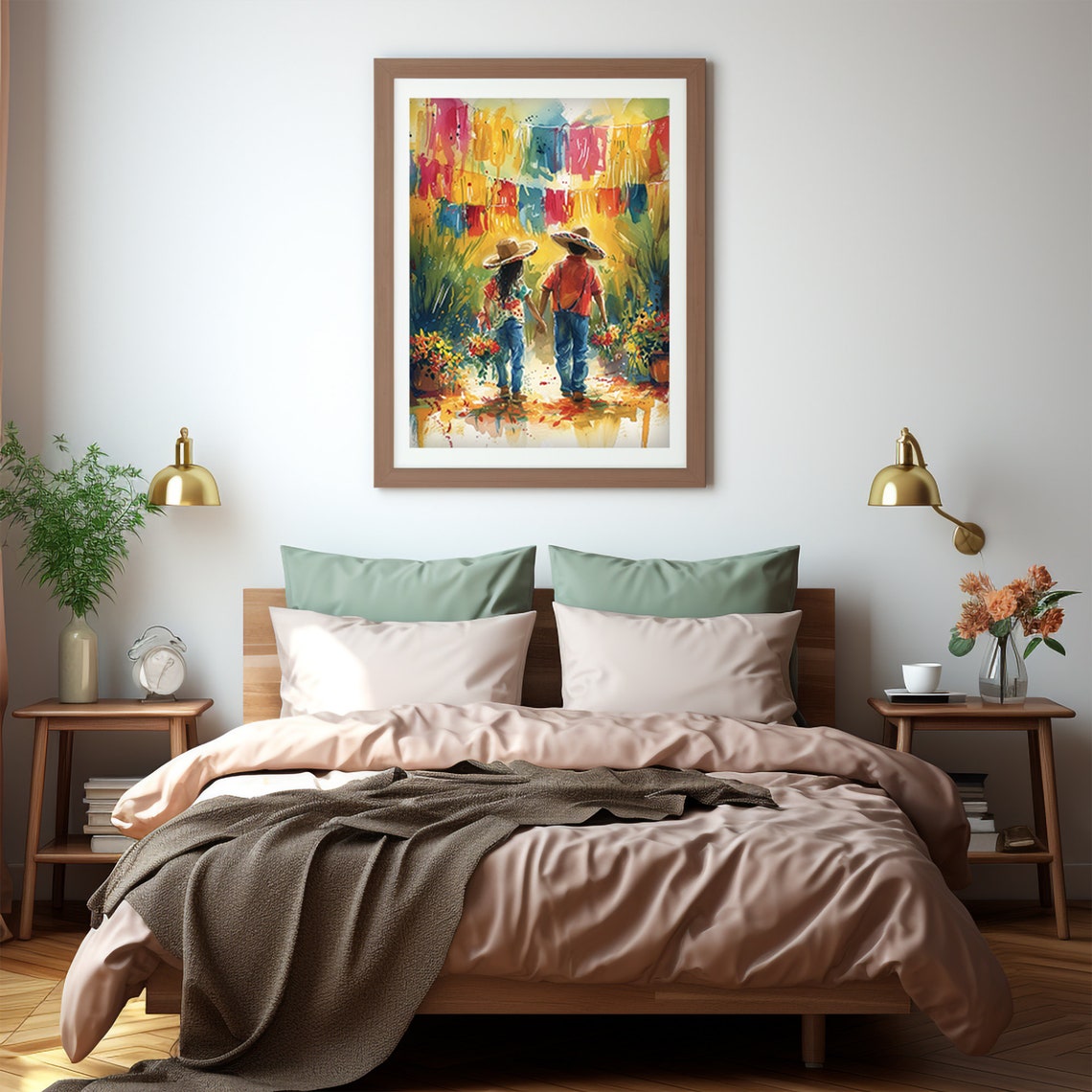 Cinco De Mayo Kids Under Papel Picado Mexican Watercolor Print - Image 5