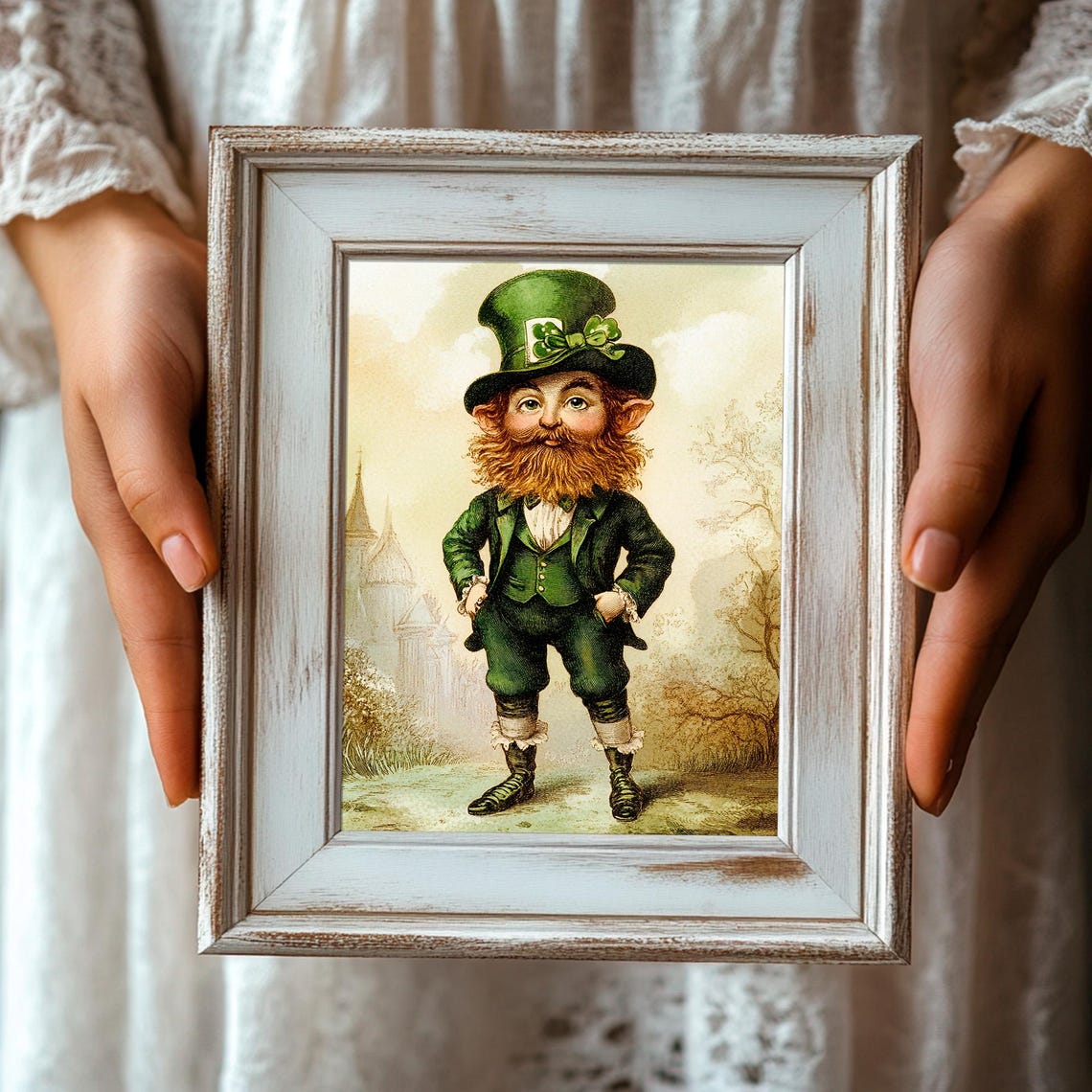 Vintage Leprechaun With Red Beard And Green Top Hat Portrait Poster - Image 3