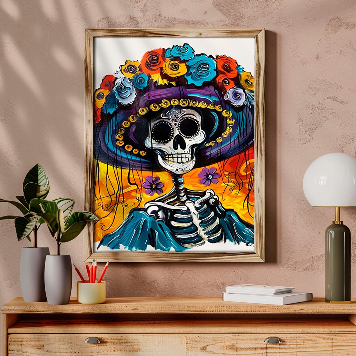 La Calavera Catrina Day of the Dead Sugar Skull Painting Poster - Image 6