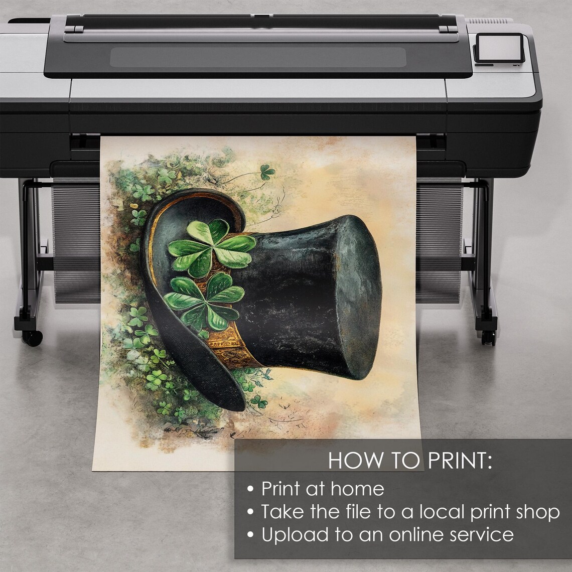 Vintage Black Top Hat Shamrocks St Patricks Day Lucky Poster - Image 5