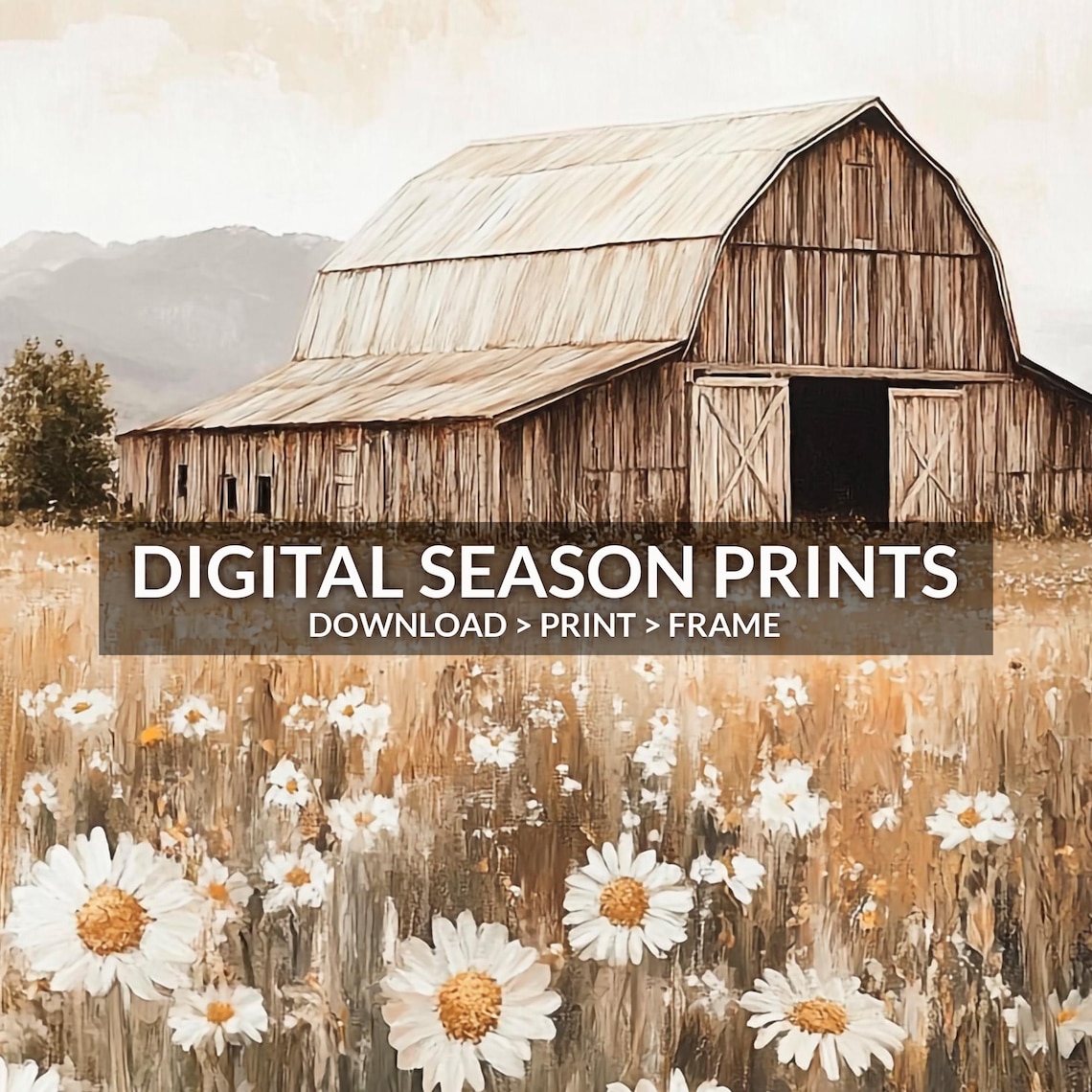 Old Barn Farmhouse Rustic Country Landscape Art Print - Image 6