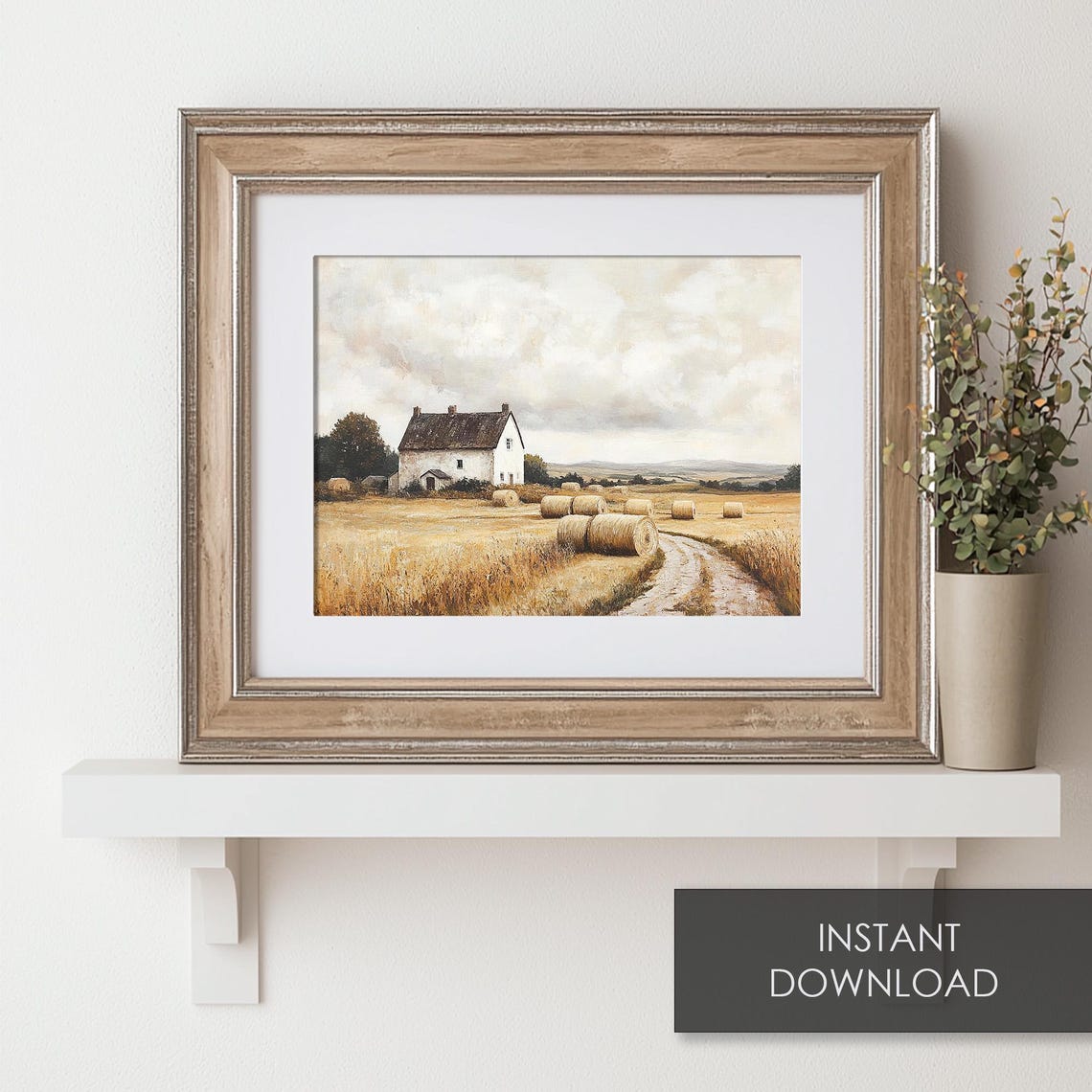 Golden Harvest Field Hay Bales Farmhouse Rustic Autumn Art Print - Image 6
