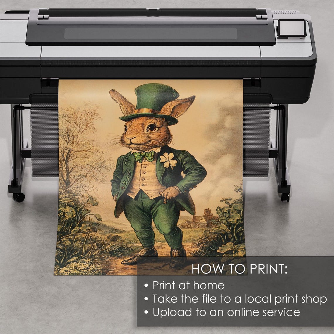 Dapper Bunny In Green Top Hat St Patricks Day Vintage Style Poster - Image 5