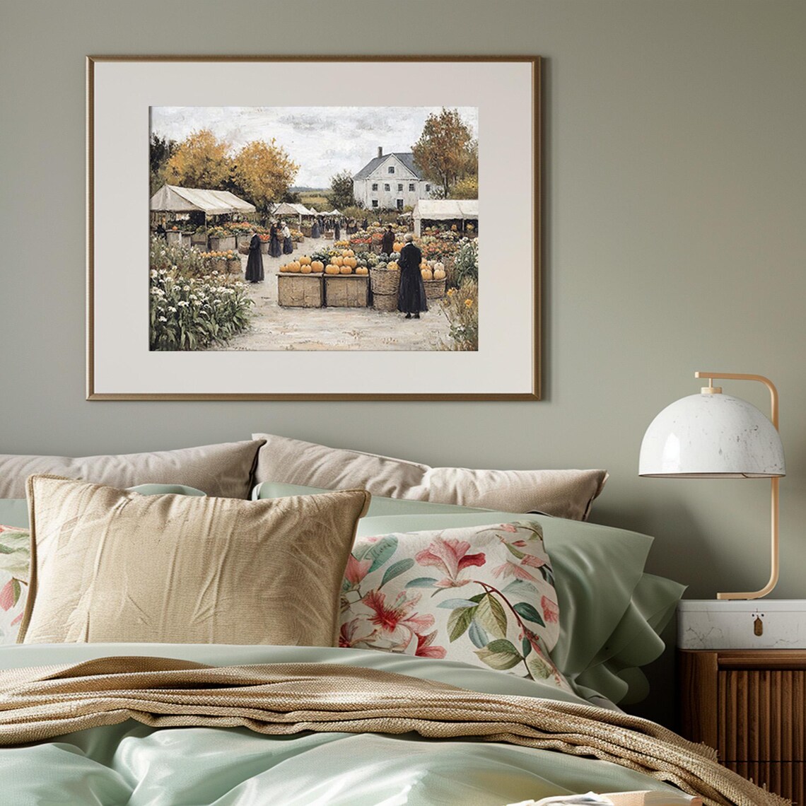 Vintage Country Pumpkin Market Fair White Farmhouse Autumn Harvest Poster - Image 4