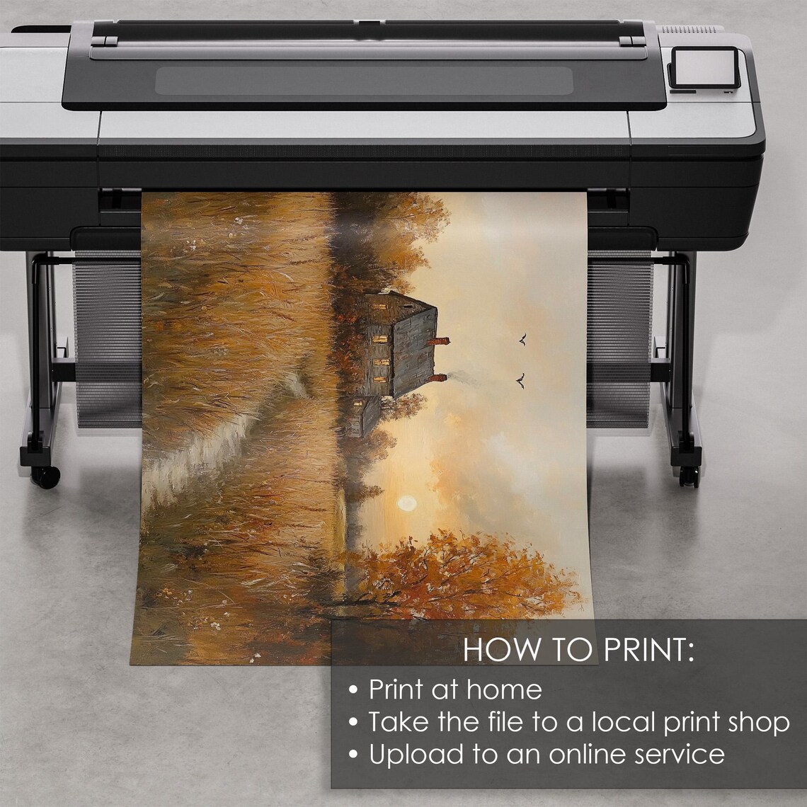 Warm Country Cottage at Sunset Golden Wheat Field Autumn Poster - Image 5