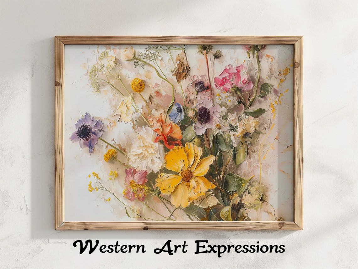 Pressed Wildflowers Vintage Oil Painting Romantic Floral Poster
