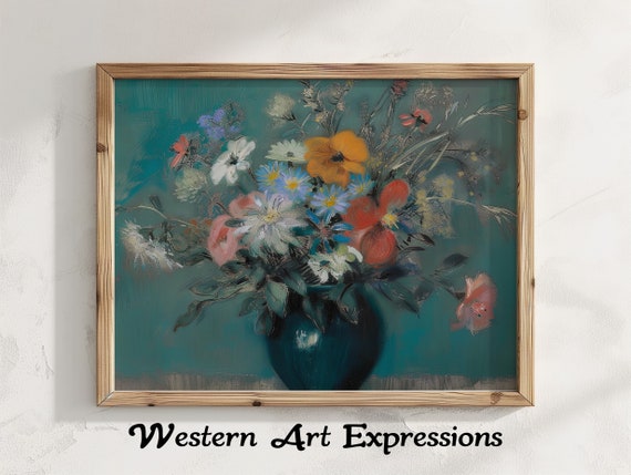 Impressionist Vase Of Flowers Floral Canvas Art Print Vintage Flower Painting Reproduction Botanical Wall Decor Living Room Artwork