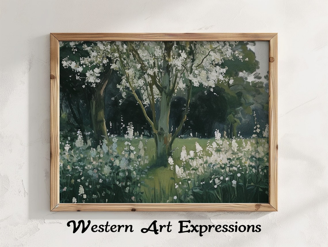 Blooming Spring Garden Impressionist Forest Landscape Poster
