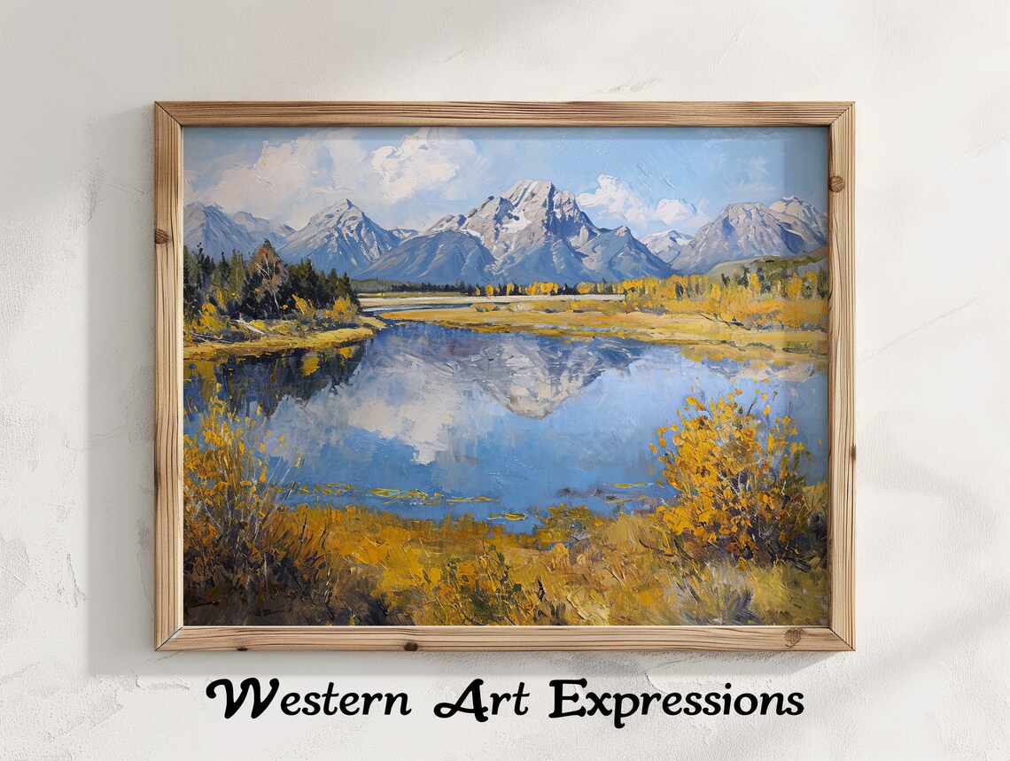 Oxbow Bend Oil Painting, Grand Teton Landscape Art Print
