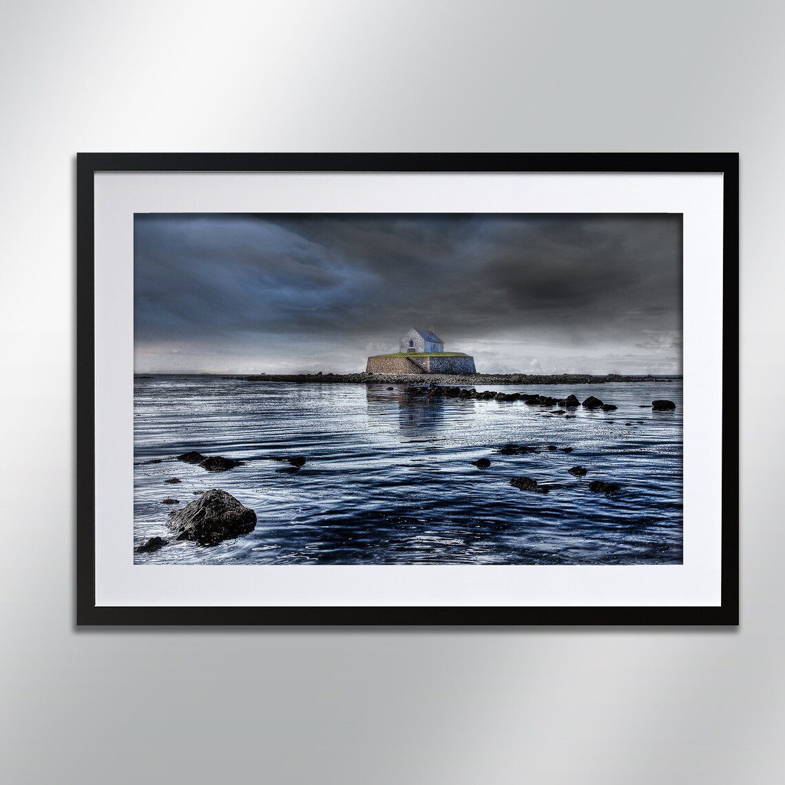 St Cwyfan Church on Rocky Islet Dramatic Seascape Photo Poster