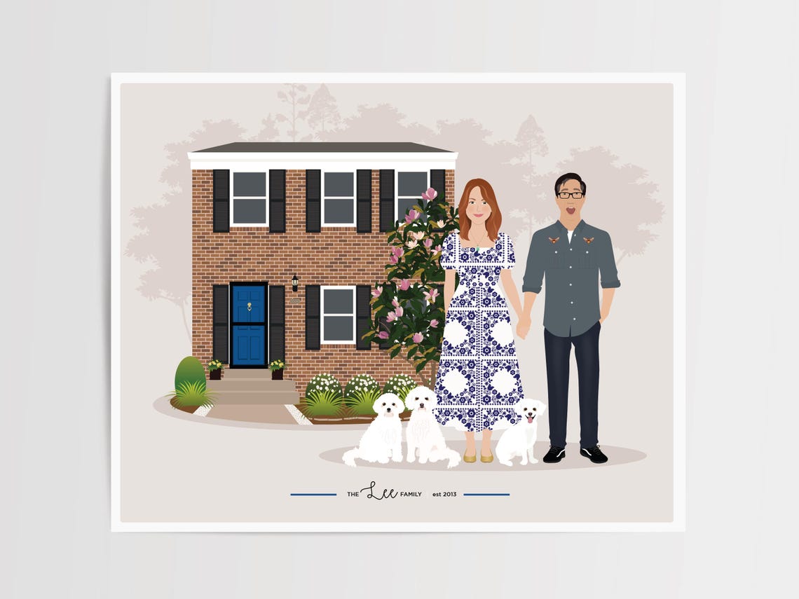 Custom Family And House Portrait Personalized Family Gift - Image 4