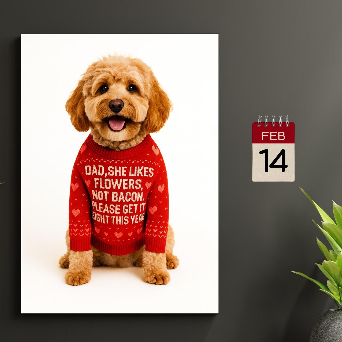 Cavapoo Valentines Day Sweater Dad Funny Flowers Not Bacon Poster