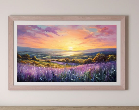Pastel Sunset Lavender Field Art Print