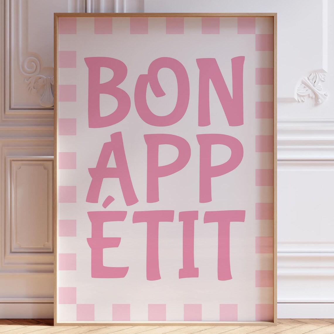 Pink Bon Appetit Retro Kitchen Art Print