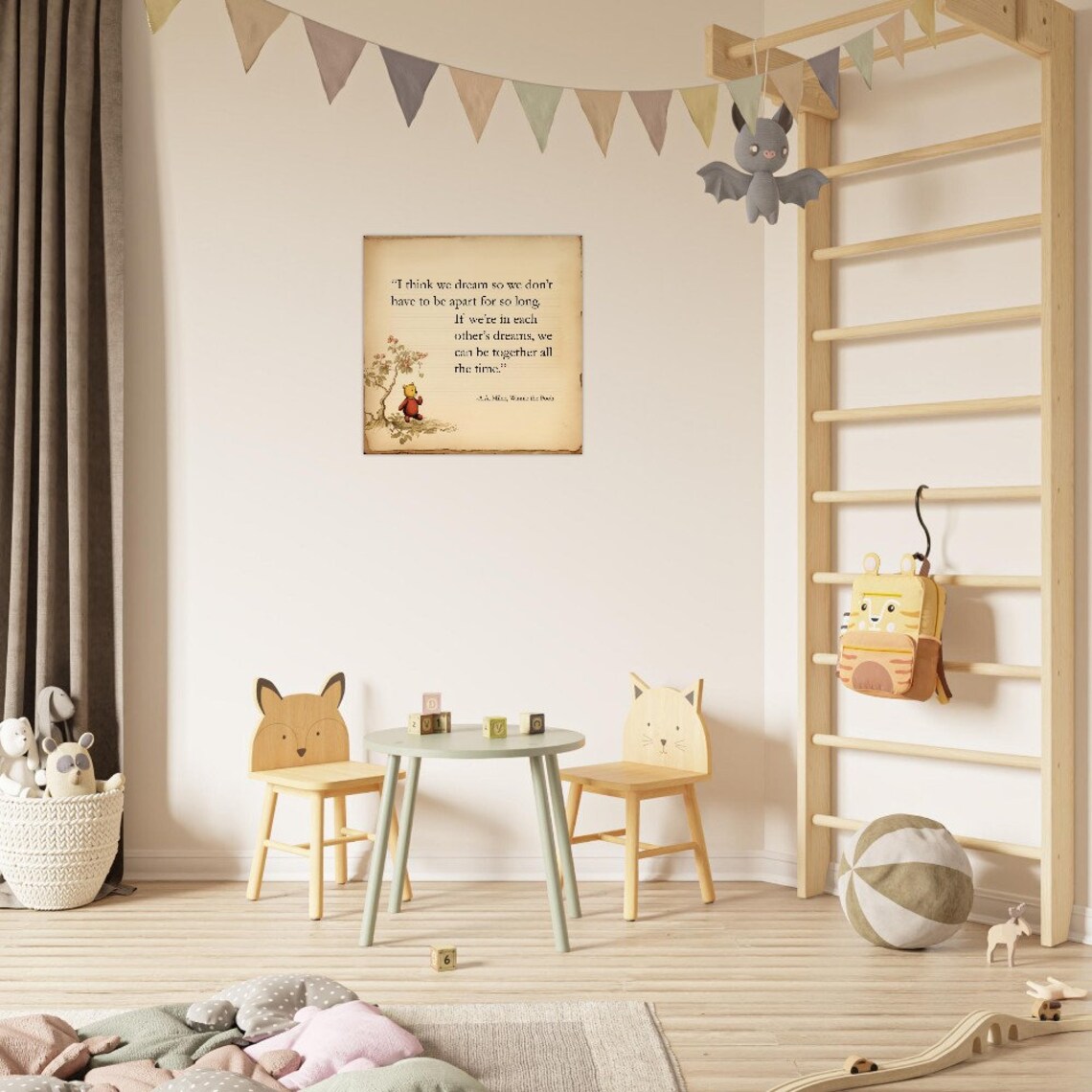 Winnie the Pooh In Each Others Dreams Vintage Book Quote Print - Image 2